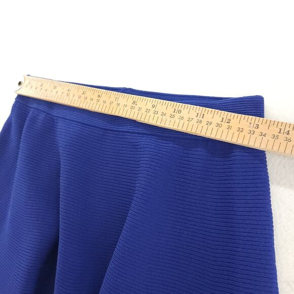 Rebecca Taylor Blue Ribbed Circle Skirt Size M Flared A-Line Textured Statement - Picture 4 of 9